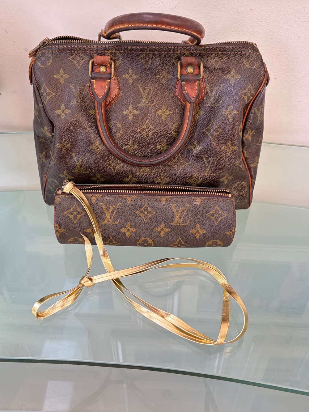 Louis Vuitton Monogram Canvas Satchel with Cosmetic Pouch